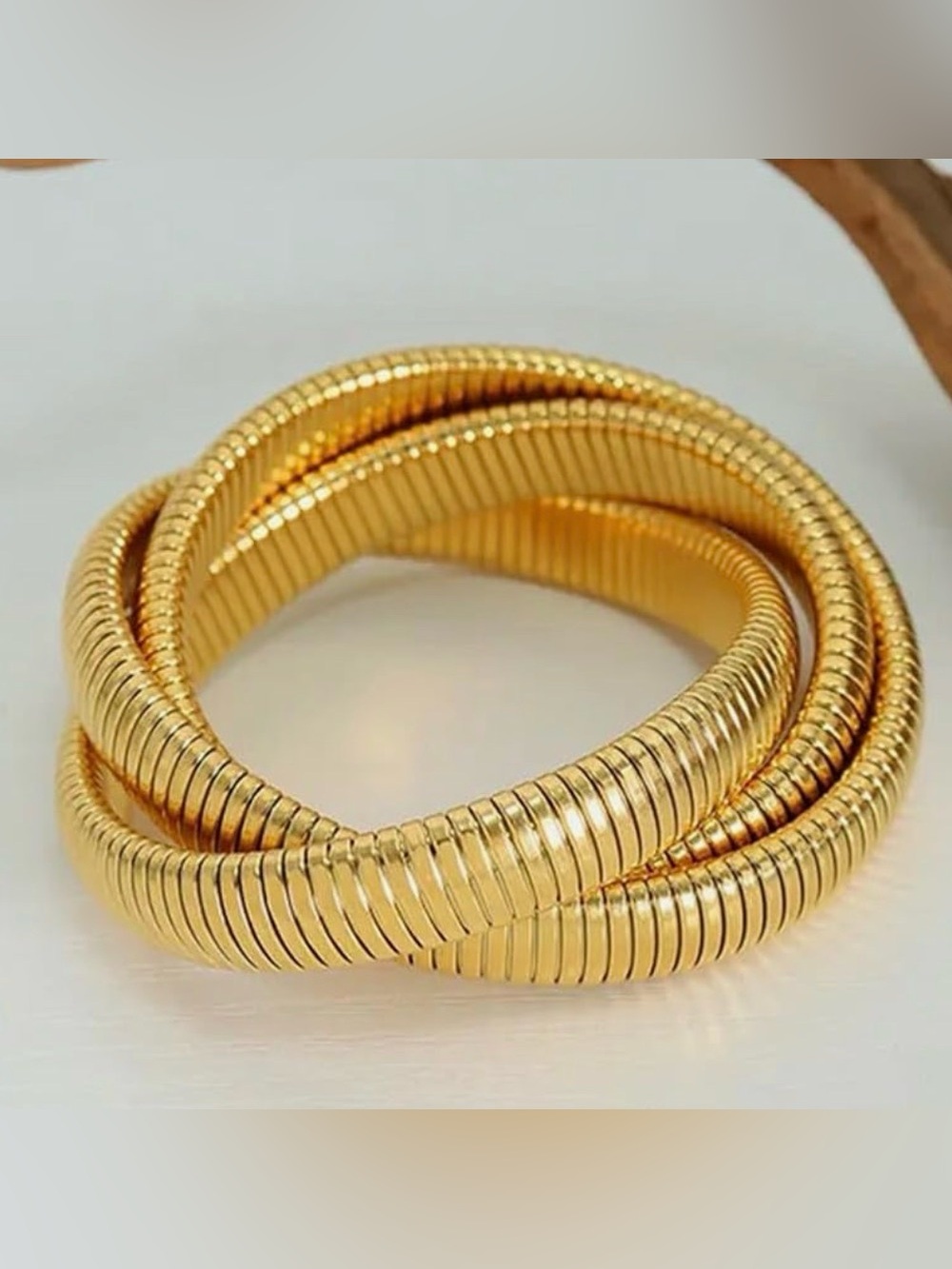 Gold Coil Wrap Bracelet for Women - Polished Gold Finish